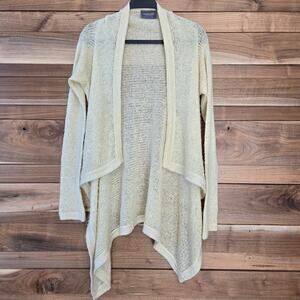 Wooden Ships Womens Waterfall Open Front Long Cardigan Sweater S/M Cream Capsule